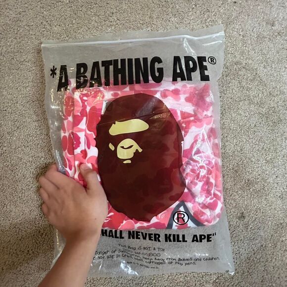 Bape Men's Red and Burgundy Shorts - Picture 1 of 2